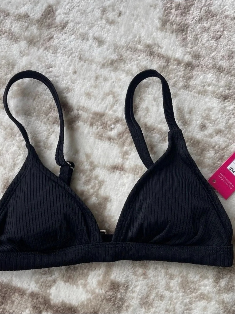Black Ribbed Triangle Bralette - Women Intimates & Sleepwear